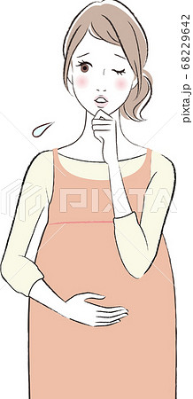 戸惑う妊婦さんのイラスト素材