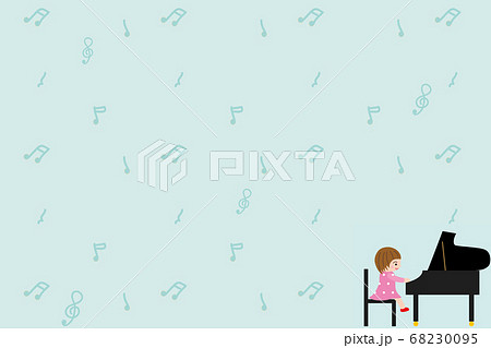 ピアノを弾く女の子の壁紙のイラスト素材