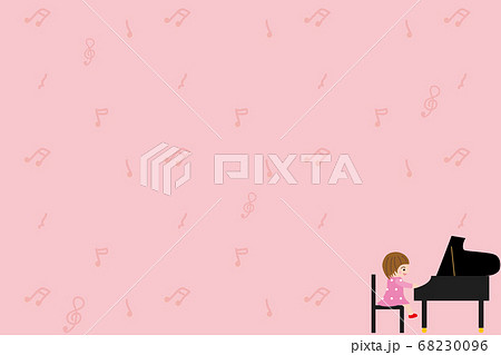 ピアノを弾く女の子の壁紙のイラスト素材