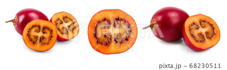Fresh tamarillo fruit with leaves isolated on white background, Set or collection Fresh tamarillo fruit with leaves isolated on white background, Set or collection 68230511