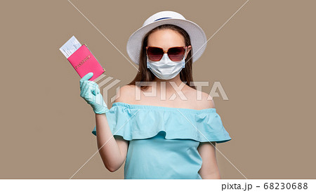 stay safe COVID-19 prevention tourist woman stay safe COVID-19 prevention tourist woman 68230688