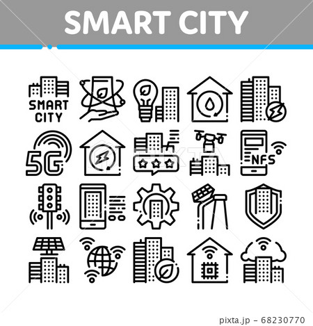 Smart City Technology Collection Icons Set Vector Smart City Technology Collection Icons Set Vector 68230770