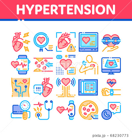 Hypertension Disease Collection Icons Set Vector 68230773