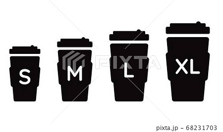 Coffee Cup Size S M L Xl Different Size Small のイラスト素材