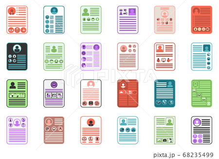 Set of flat resume icons for each job 68235499