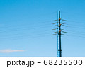 electric pole against a clear blue sky. Copy space 68235500