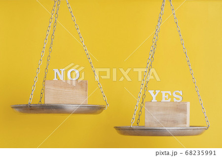 Yes vs No. Choice concept. Balance scales on 68235991