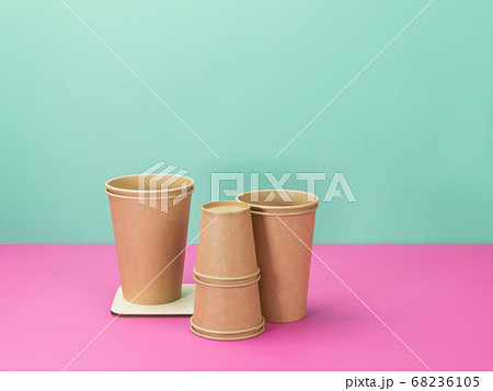 Cups of natural materials, turquoise and pink Cups of natural materials, turquoise and pink 68236105