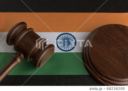 Judge Gavel and India flag. Violation of human 68236200