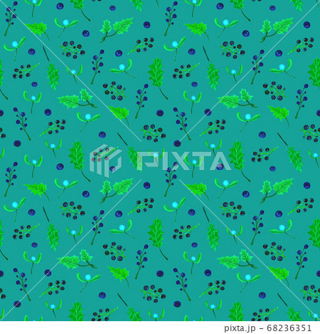 Christmas seamless pattern with branches, berries Christmas seamless pattern with branches, berries 68236351