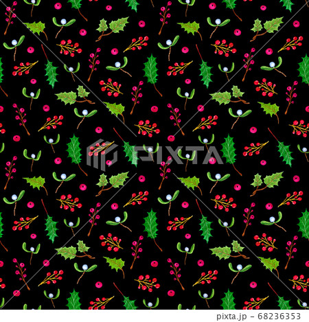 Christmas seamless pattern with branches, berries Christmas seamless pattern with branches, berries 68236353