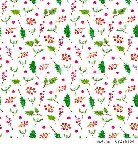 Christmas seamless pattern with branches, berries Christmas seamless pattern with branches, berries 68236354