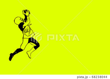 背景画像 ボールをキャッチする試合中のアメフト選手 のイラスト素材