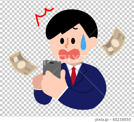 スマートフォンと金欠ブレザー男性(シンプルカラー) スマートフォンと金欠ブレザー男性(シンプルカラー) 68238050