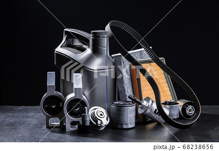New car parts on a dark background New car parts on a dark background 68238656