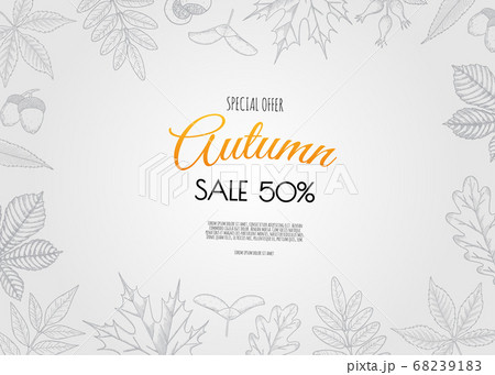 Autumn seasonal background frame with falling autumn leaves 68239183