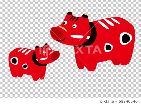 Akabeko 2021 ox year New Year's card illustration 68240540