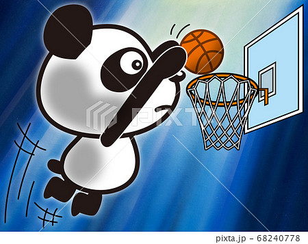 バスケットボールするパンダのイラスト素材