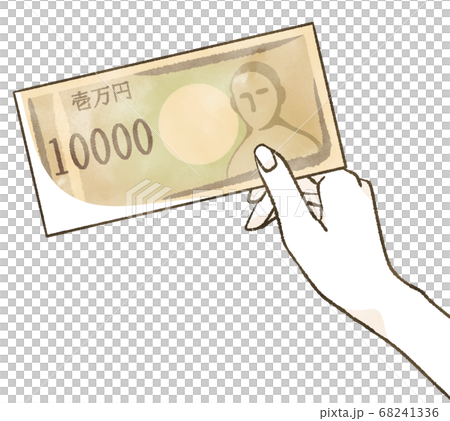 Hand holding a 10,000 yen bill 68241336