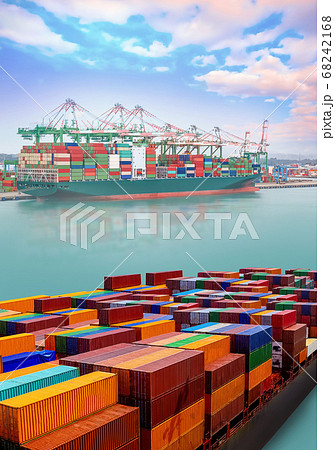 Logistics and transportation of International Container Cargo ship at port 68242168