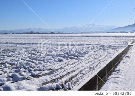 雪が積もった水田 雪が積もった水田 68242789