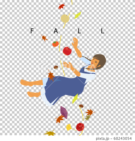 Fallの 落下 秋 のダブルミーニングイラスト のイラスト素材