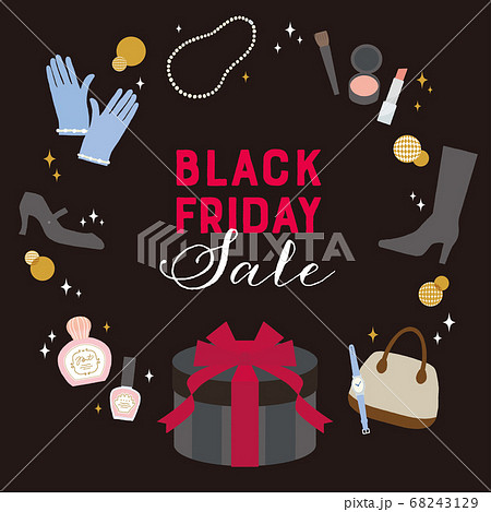 ブラックフライデーのショッピングフレーム 黒背景 文字ありのイラスト素材