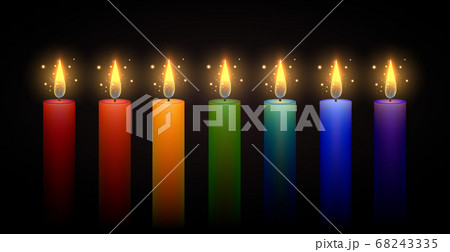 Set of rainbow candles. Vector element. Burning candle. Set of rainbow candles. Vector element. Burning candle. 68243335