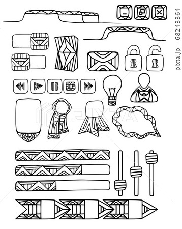 Set of doodle elements for web site with a boho pattern. 68243364