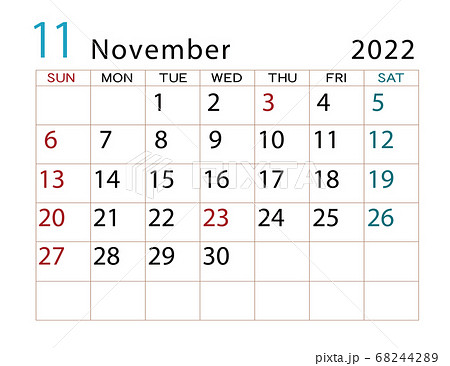 22年カレンダー 11月のイラスト素材 6442