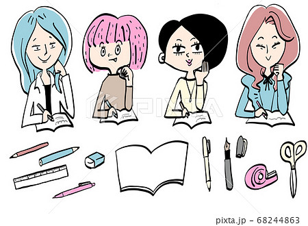 書き物をする女性たち 書き物をする女性たち 68244863