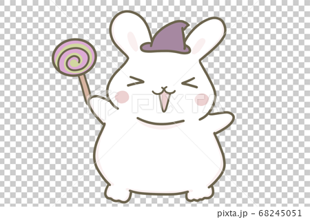 Rabbit having a lollipop and enjoying Halloween - Stock ...