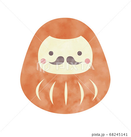 年賀状用やさしい水彩カラーのだるま 68245141