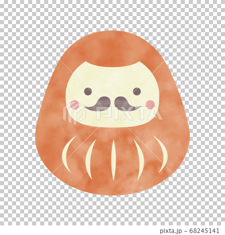 年賀状用やさしい水彩カラーのだるま 68245141