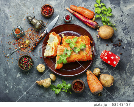 Appetizing vegetable terrine Appetizing vegetable terrine 68245457
