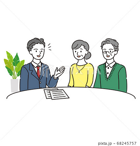 専門家に相談するシニア夫婦 68245757