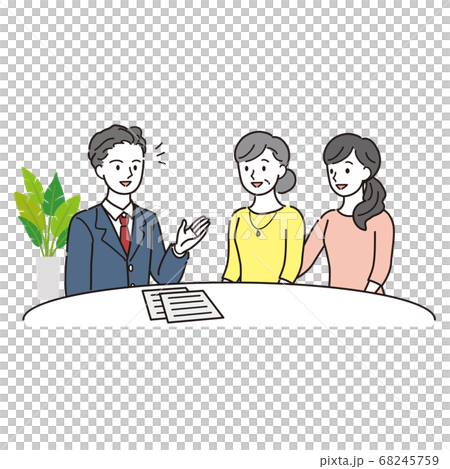 Parent and child consulting with an expert 68245759