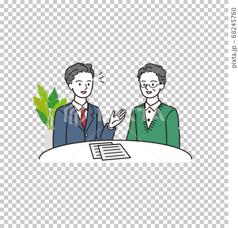 専門家に相談するシニア男性のイラスト素材