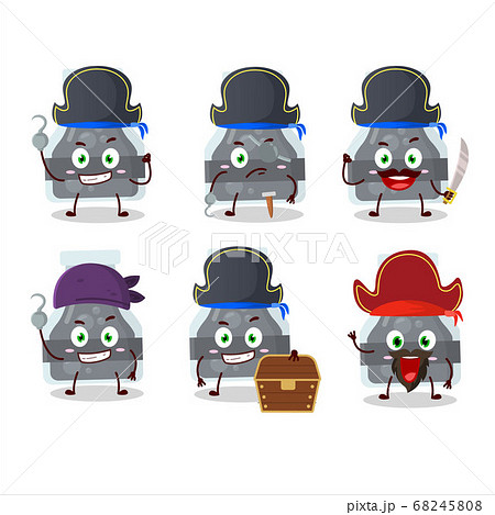 Cartoon character of black potion with various pirates emoticons 68245808
