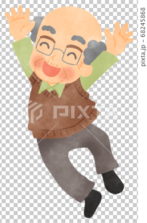 Person grandpa handwriting line illustration jump Person grandpa handwriting line illustration jump 68245868