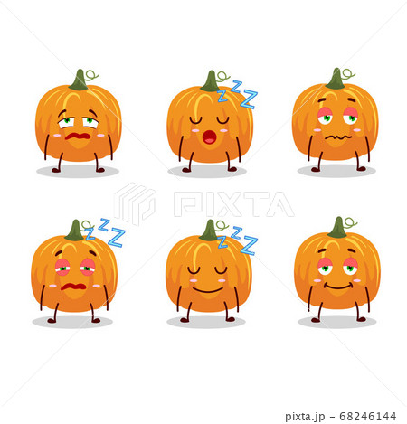 Cartoon character of pumpkin with sleepy expression Cartoon character of pumpkin with sleepy expression 68246144