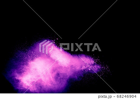 Pink dust particles splash on black background.Pink powder splash. Pink dust particles splash on black background.Pink powder splash. 68246904