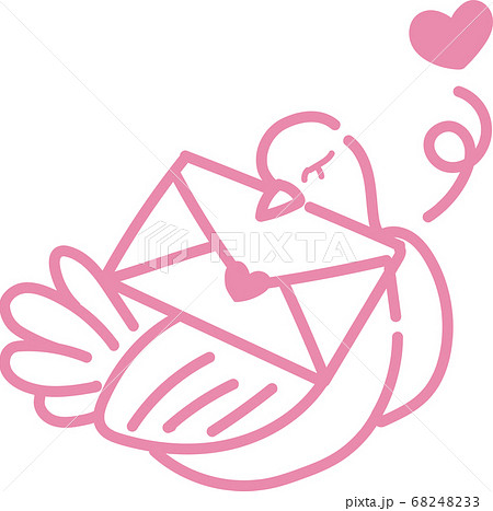 手描き風のシンプルな線の手紙を咥えた鳩のイラスト 手描き風のシンプルな線の手紙を咥えた鳩のイラスト 68248233