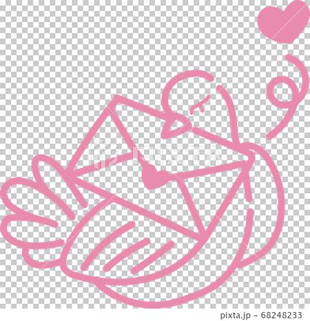 手描き風のシンプルな線の手紙を咥えた鳩のイラスト 手描き風のシンプルな線の手紙を咥えた鳩のイラスト 68248233