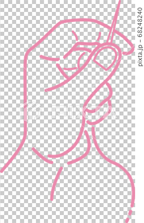 手描き風のシンプルな線の針を持つ左利きの手のイラスト 68248240
