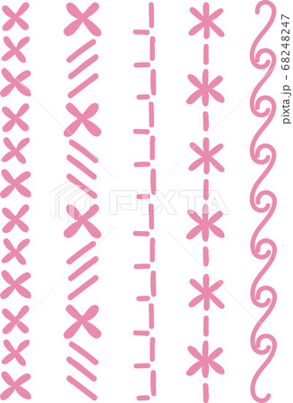 手描き風のシンプルな線の刺繍調の縦書きの罫線のイラスト 68248247