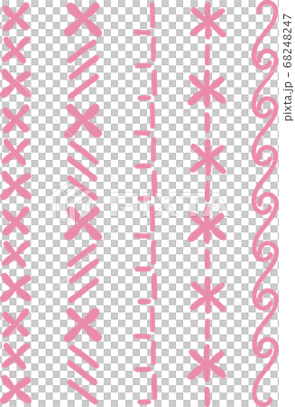 手描き風のシンプルな線の刺繍調の縦書きの罫線のイラスト 68248247