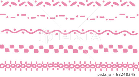 手描き風のシンプルな線の刺繍調の横書きの罫線のイラスト 手描き風のシンプルな線の刺繍調の横書きの罫線のイラスト 68248248
