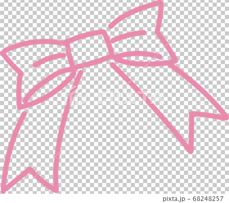 手描き風のシンプルな線のリボンのイラスト 68248257