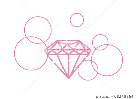 手描き風のシンプルな線の輝くダイヤモンドのイラスト 68248264